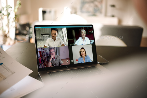Online meeting via video conference call - Stock Photo - Images