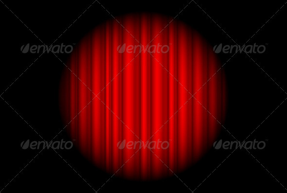Stage with red curtain and big spot light - Backgrounds Decorative
