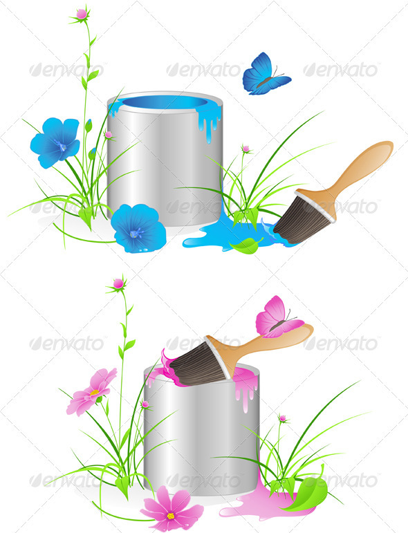 Tin with a Paint and Brush - Decorative Symbols Decorative