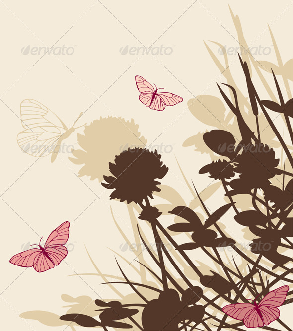 Floral Background with Clover Flowers - Flowers & Plants Nature
