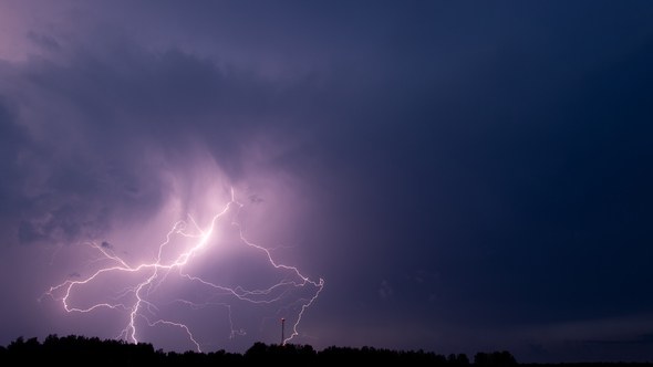 Lightning Storm Clouds Thunderstorm Extreme Weather at Night Timelapse alt