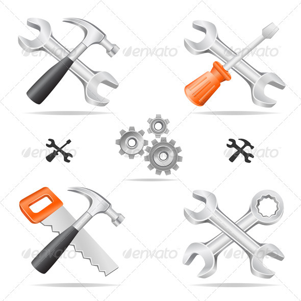 Tools icon set - Man-made Objects Objects