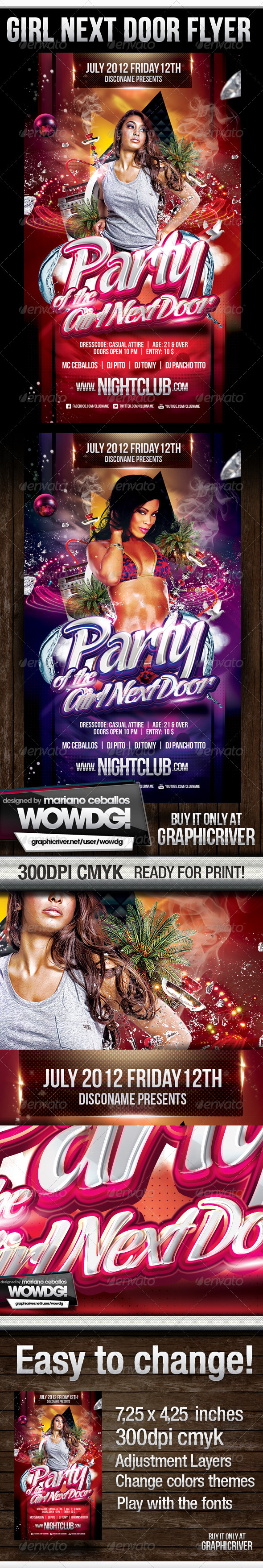 Girl Next Door Party Flyer - Flyers Print Templates