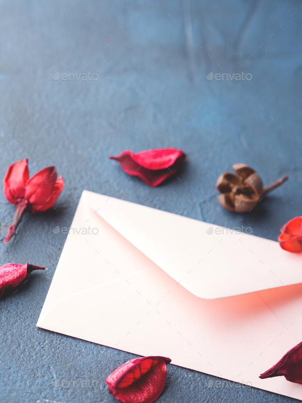 Pink envelope for romantic love letter