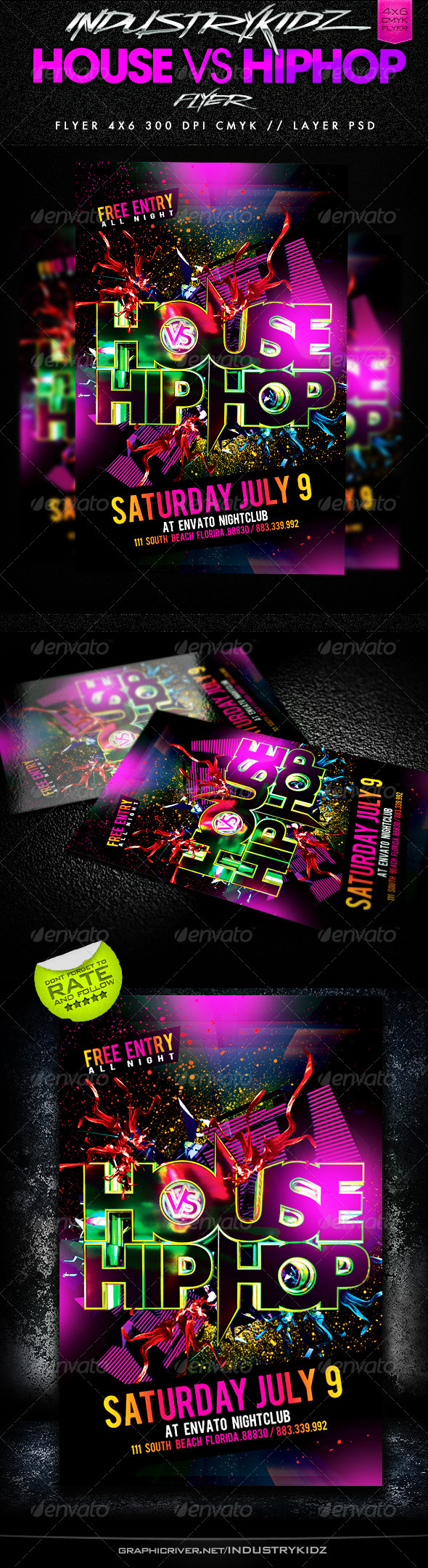 House Vs HipHop Party Flyer - Events Flyers
