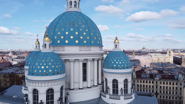 Aerial View of Trinity Cathedral Orthodox Church, St. Petersburg, Russia