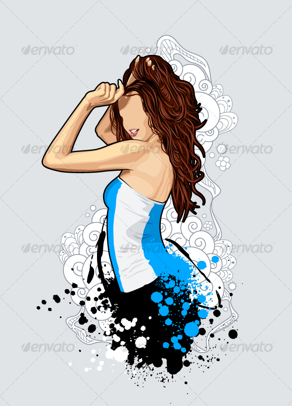 Thin sexy girl on bizarre background - People Characters