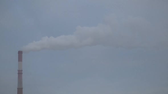 Smoke From the Chimney of Factory and Dirty Gray Sky