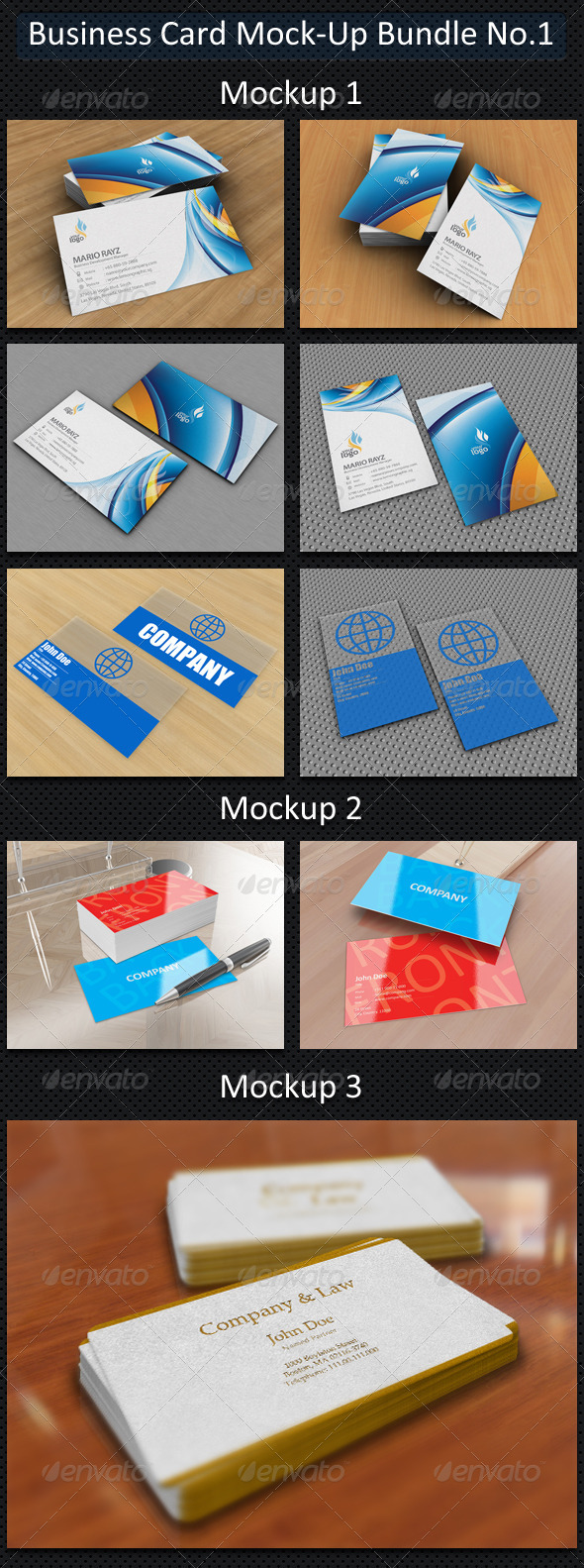 Business Card Mock-Up Bundle No.1 - Business Cards Print
