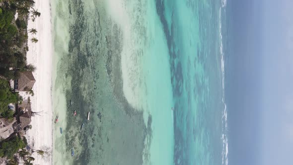 Zanzibar Tanzania  Vertical Video of the Ocean Near the Coast Slow Motion alt