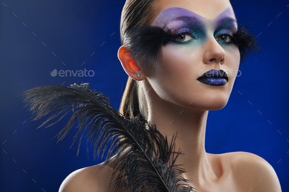 Young Woman With Fantasy Makeup Stock