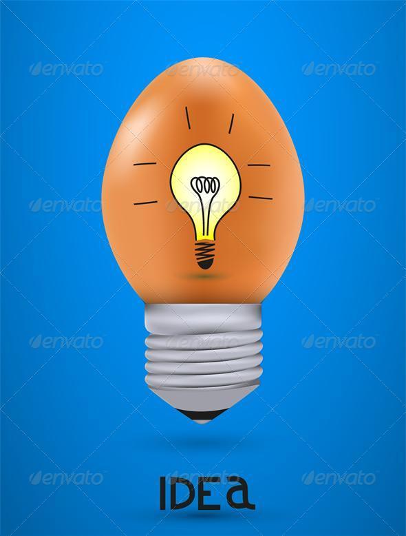Vector concept egg with light bulb. Eps10 - Food Objects
