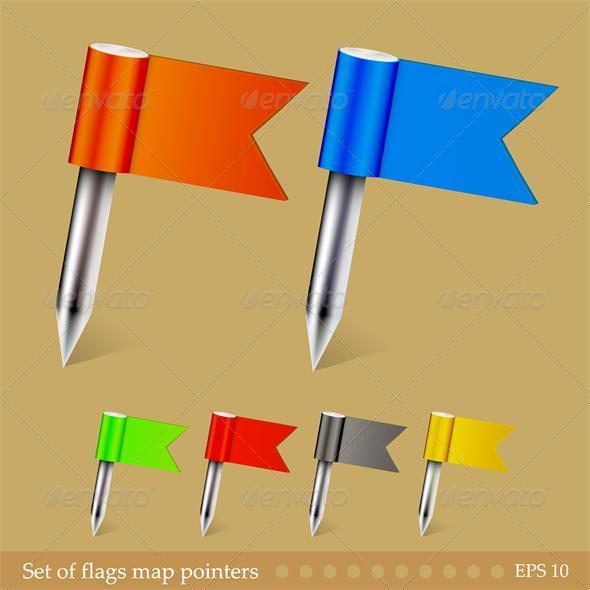 Vector set of flags map pointers. - Web Elements Vectors