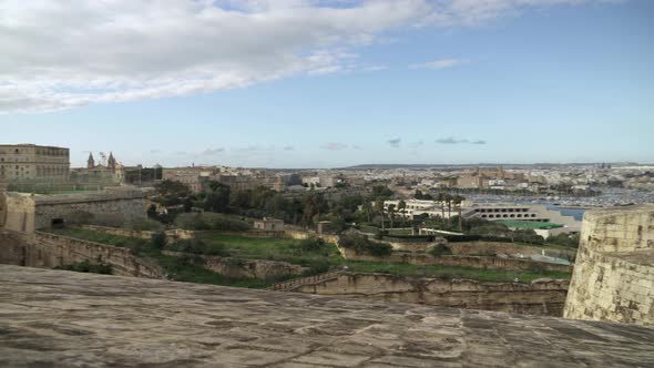 Panoramic View of Valletta City During Winter From Hastings Gardens in Malta