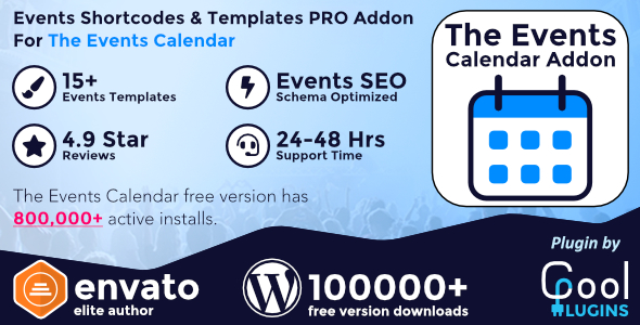 Events Shortcodes & Templates Pro Addon For The Events Calendar by  CoolPlugins
