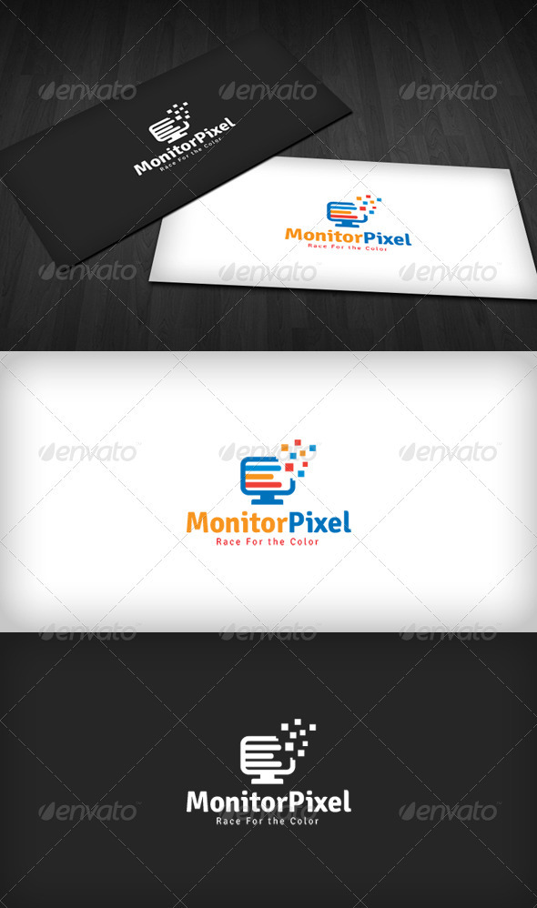 Monitor Pixel Logo - Vector Abstract