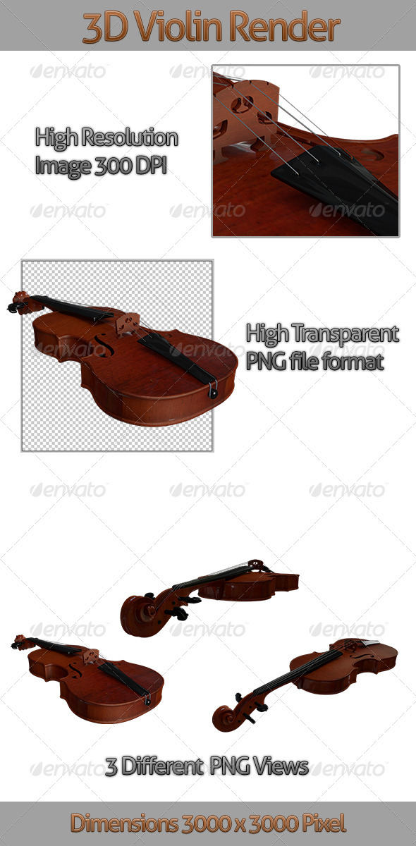 3D Violin Render - 3D Renders Graphics