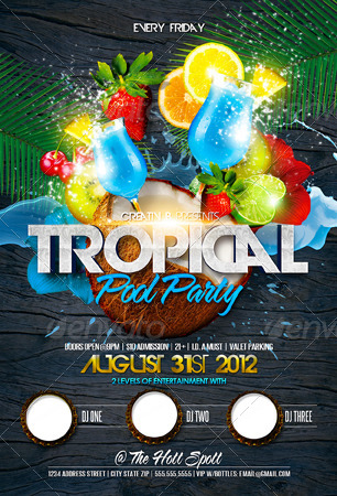 tropical summer party flyer template by creativb graphicriver