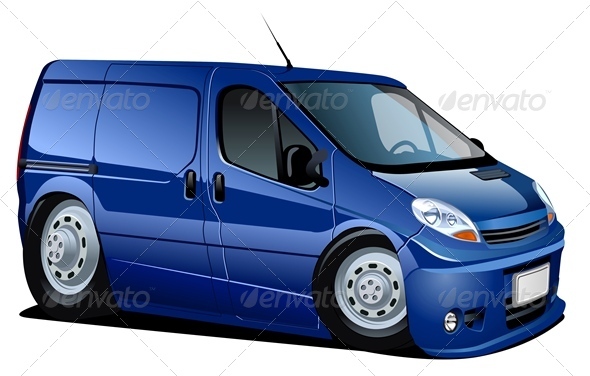 Cartoon Delivery Van - Man-made Objects Objects