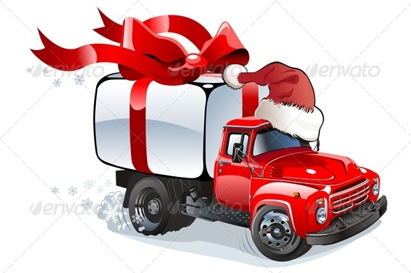 Cartoon Christmas Cargo Truck - Christmas Seasons/Holidays