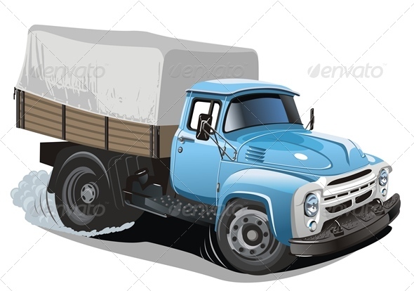 Cartoon Cargo Truck - Man-made Objects Objects