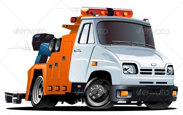 Cartoon Tow Truck - Man-made Objects Objects