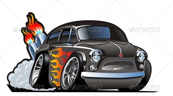 Cartoon Retro Hotrod - Man-made Objects Objects