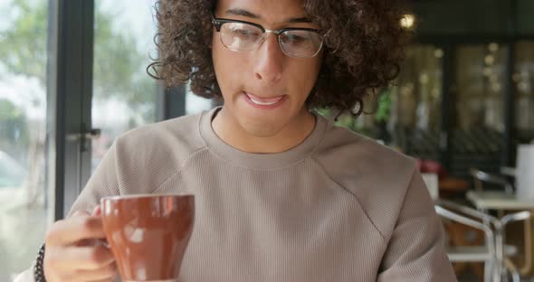 Man having coffee 4k alt