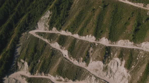 Danger Katu Yaryk Pass with traffic cars in Chulyshman valley in Altai