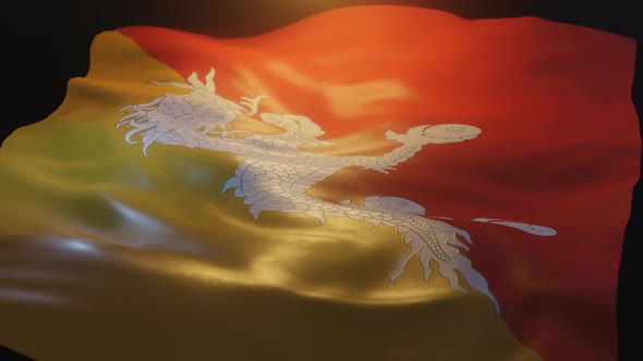 Bhutan Flag Low Angle View