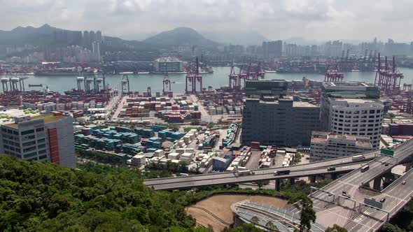 Timelapse Hong Kong Overpass Highway at Container Terminal alt