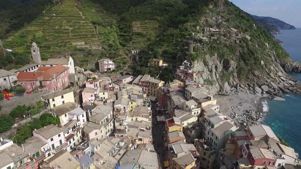 Aerial view of the Vernazza village, Cinque Terre