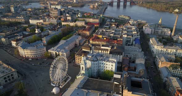 Drone Flies Over Old Kiev  Podil alt