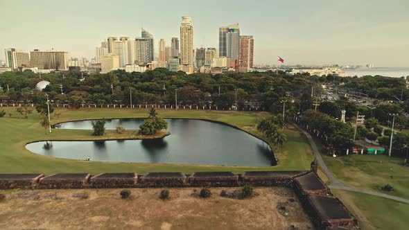 Designed Park Landscape at Pond Bank Aerial alt