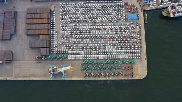 Parking of Imported Cars in the Port Waiting for Customs Clearance alt