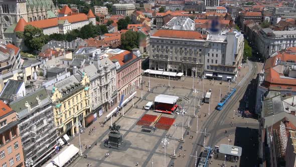 Aerial View Time Lapse Zagreb City Center Croatia alt