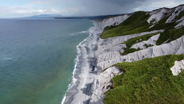 white cliffs on the ocean