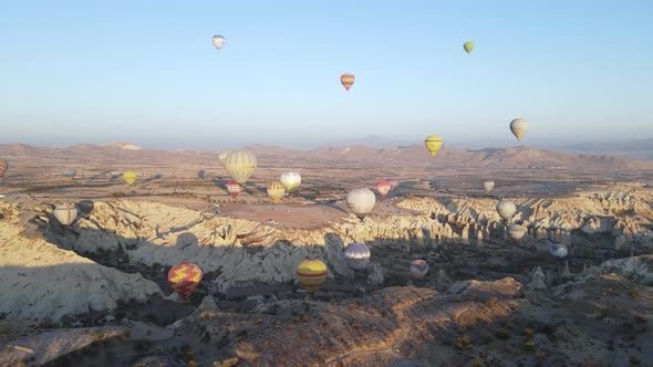 Aerial View Cappadocia Turkey  Balloons Sky alt