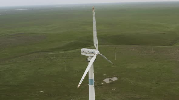 Aerial View of Powerful Wind Turbine Farm for Energy Production alt