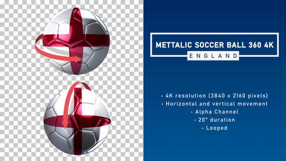 Metallic Soccer Ball 360º 4K - England