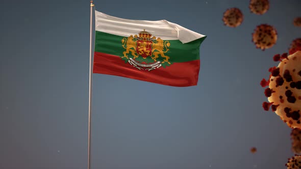 Bulgaria  Flag With Corona Virus Attack 4K alt