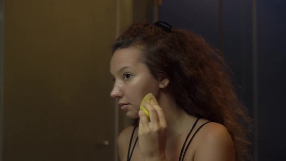 Professional Mixed Race Model Brunette Removes Makeup