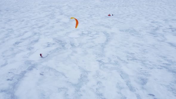 SnowKiting Kitesurfing Sport on the Ice Lake Winter alt