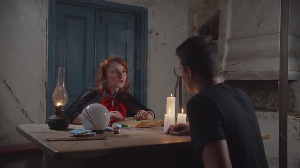 Fortune Teller Predicting Destiny with Tarot Cards alt