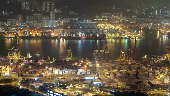Hong Kong Skyview Containers Port at Night alt