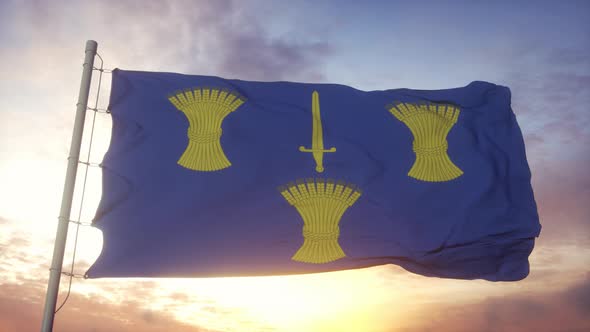 Cheshire Flag England Waving in the Wind Sky and Sun Background alt