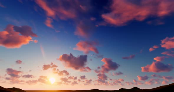 WS T/L Shot of dramatic clouds moving in sky at sunset