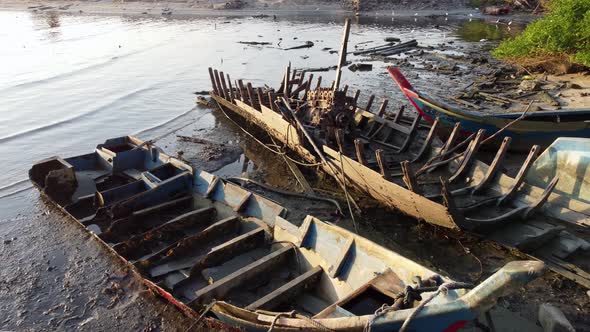 Cinematic move over broken shipwreck alt