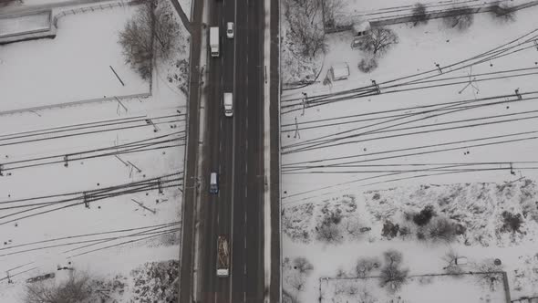 Aerial View Of The Locomotive Under The Bridge alt