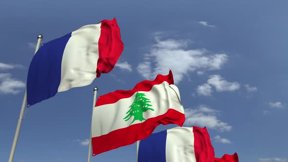 Waving Flags of Lebanon and France by moovstock | VideoHive